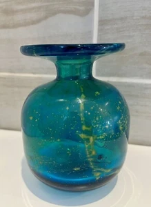 Mdina Sand And Sea Blue Green glass vase signed 1970s/1980s Michael Harris - Picture 1 of 16