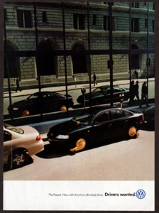 2000 VOLKSWAGEN Passat Vintage Original Print AD Black car photo ticket parking - Picture 1 of 1