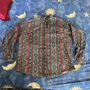 Vintage Rafter JX Western Shirt Colorful Retro Button Down USA striped teal pink - Picture 1 of 13