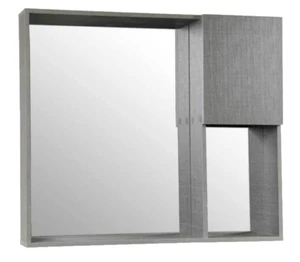 Specchiera Pensile Specchio Mobiletto Parete Bagno GRIGIO Armadietto 73*12*63 - Foto 1 di 8