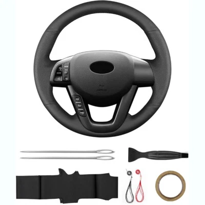 For Kia 2011 Optima Hybrid Steering Wheel Cover Hand-Stitching Leather Wrap - Image 1 of 4