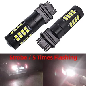 2X NEW 3157 Strobe LED Bulb 5X Flashing Back up 3rd Brake Lights 6K Xenon White - Bild 1 von 7