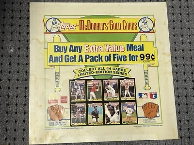 Пластиковый рекламный лист Griffey Jr 1992 McDonald's 24 дюйма x 24 дюйма - Изображение 1 из 3