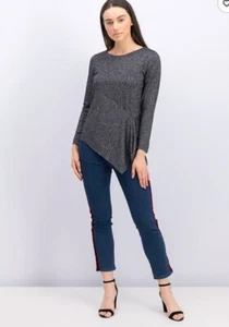 Alfani Shimmer Sparkle Tunic Top Women's Asymmetrical Glitter Blouse Top Size XL - Picture 1 of 6