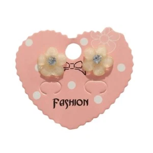 Blume Ohrstecker klar Strass creme Acryl Modeschmuck Damen - Bild 1 von 2