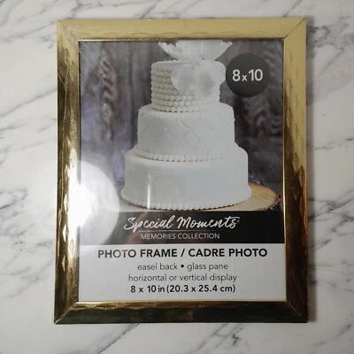 Juego de 2 marcos de fotos colección recuerdos momentos especiales dorados sellados 8x10" Foto 1 de 3
