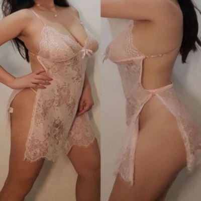 Abito da notte donna taglie forti-sexy-lingerie pigiama intimo camicia da notte-. - Immagine 1 di 4