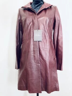 Abrigo de cuero para mujer Cole Haan Cabernet talla 4 Foto 1 de 4