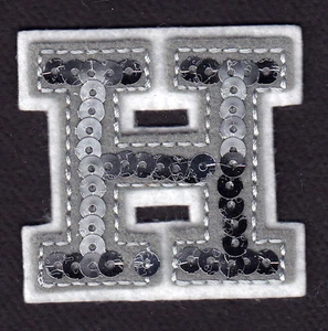 LETTERS - Silver Sequin 2" Letter "H" - Iron On Embroidered Applique - Picture 1 of 2