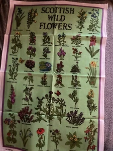 Vintage tea towel Scottish Wild Flower . Linen - Picture 1 of 1