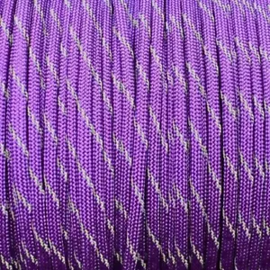550 Paracord ácido púrpura con 3 trazadores reflectantes 100 pies envío el mismo día - Imagen 1 de 1