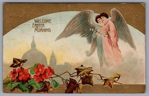 c 1910 Antique Easter Greetings Angels over a City #2020 - Picture 1 of 2