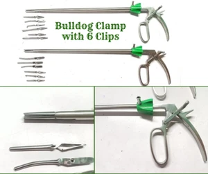 Laparoscopic Steel Bulldog Clamp With 6 Clip 10mmx330mm Surgical Instrument CE - Picture 1 of 11