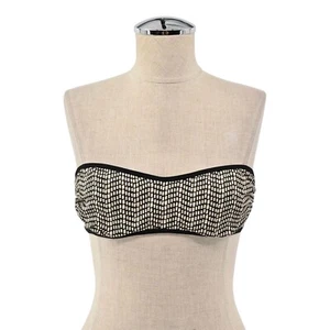MALIZIA LA PERLA Swimsuit Top Womens Size 42 Black Cream Dot Strapless Bandeau - Picture 1 of 12