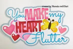 Heart Flutter Valentine paper piecing title premade scrapbook Rhonda rm613art - Picture 1 of 1