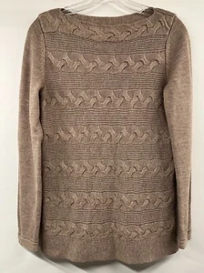 Design History Women's Size S Long-Slv Brown Cable-Knit Classic Pullover Sweater - Picture 1 of 6