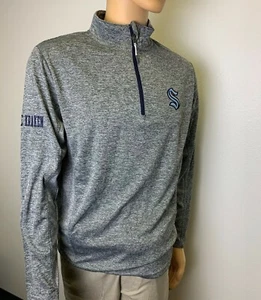 NWT Seattle Kraken Grey Logo Quarter-Zip Pullover T-Shirt Size S - Picture 1 of 4