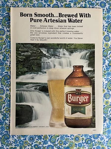Vintage 1969 Burger Beer Print Ad Cincinnati Ohio Artesian Spring Water - Picture 1 of 7