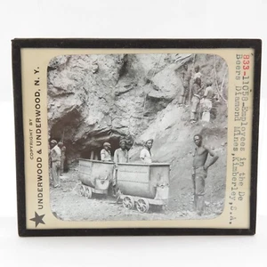 Magic Lantern Glass Slide: Employees in the De Beers Diamond Mines, Kimberley SA - Picture 1 of 6