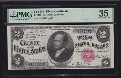 US 1891 $2 "Windom" Silver Certificate FR 245 PMG 35 VF (723) - Image 1 of 2