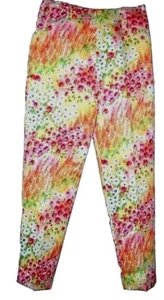 Bernard Zins Paris Pants Sz 4 White Yellow Green Dress Evening Social Occasion S - Picture 1 of 1