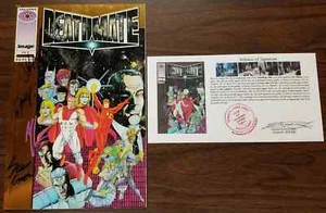 Deathmate (1993) Blue Gold Foil SIGNED Thibert Layton Calafiore Chen Notarized - Picture 1 of 6