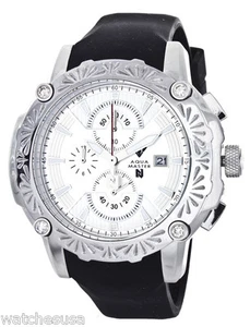 Aqua Master W#NJ106 Nicky Jam Chrono Silver-Tone Dial Black Rubber Band Watch - Picture 1 of 3