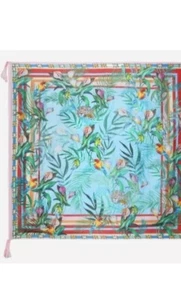 JOHNNY WAS BOHO 100% SILK “TAINA” SCARF NWT VIBRANT COLORS & tassels NWT $99 - Picture 1 of 5