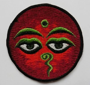 Round Sew On Patch Nepalese 8.3cm Tibetan Buddhist Buddha Eyes Various Colours - Picture 1 of 6