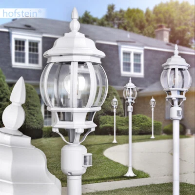 Außen Steh Beleuchtung klassische Laterne Garten Wege Lampe Bewegungsmelder weiß - Bild 1 von 3