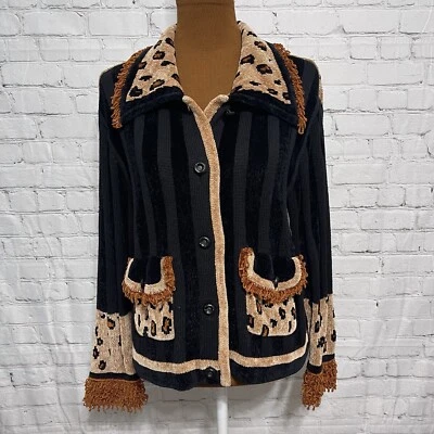 Cárdigan Berek 2 Estampado Animal Botón Parche Frontal Bolsillo Marrón Negro Salvaje Foto 1 de 4