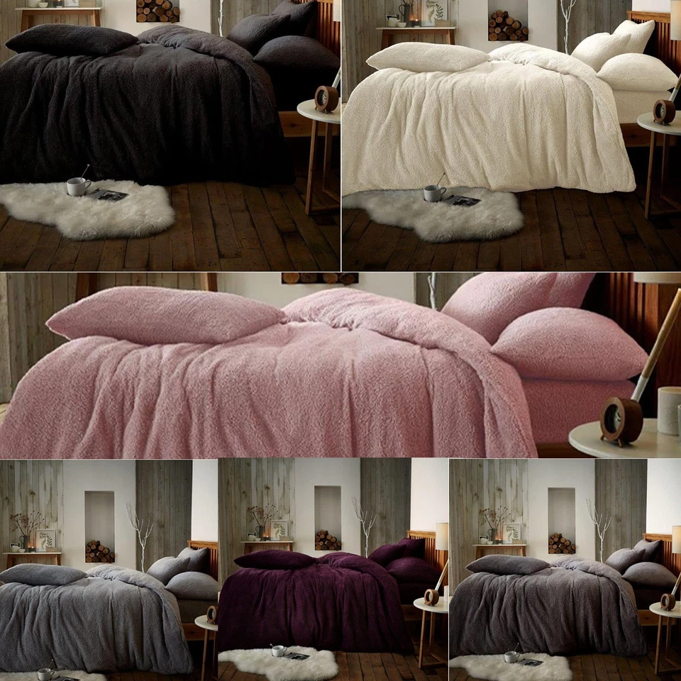 TREASURE BASKET UK Teddy Bear Fleece Duvet Warm Quilt Cover Bedding Set Thermal Pillow Cases 2025