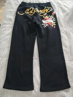 Ed Hardy Graphic Wide Leg Sweatpants Black Nwt small Y2K - Image 1 of 4