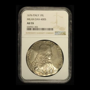 1676 Italy 1 Filippo Milan DAV-4005 NGC AU55- Free Shipping USA - Picture 1 of 3