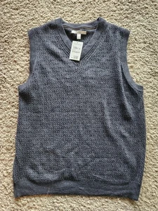Nordstrom Men's Sweater Vest Charcoal Size L 100% Extra Fine Merino Wool V-Neck - Picture 1 of 7