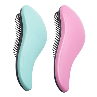 Detangling Brush 2-Pack for Adults & Kids - Green & Pink Hairbrush for Wet/Curly - Image 1 of 4