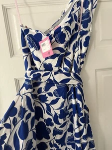 Kate Spade Sabrina One Shoulder Dress Blue & White Floral Sz 14 NWT - Picture 1 of 9