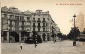 Ak Valencia Stadt Spanien, Straße mit Tram, alte Gebäude, Bäume,... - 4692596 - Bild 1 von 2