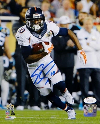 Бег Emmanuel Sanders Broncos с автографом 8x10 с мячом P.F. Фото - JSA W Auth - Изображение 1 из 4