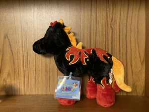 Rare Ganz Webkinz Night Mare HM398 NWT Black Horse Red Flames With Code Included - Picture 1 of 6