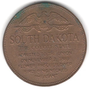 Moneta gettone 40° Stato South Dakota - Foto 1 di 2
