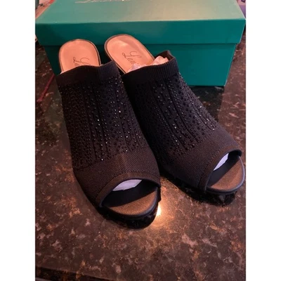 Brand New Lauren Lorraine Womens Size 7.5 Martha Black Rhinestone Heeled Booties - Image 1 of 4