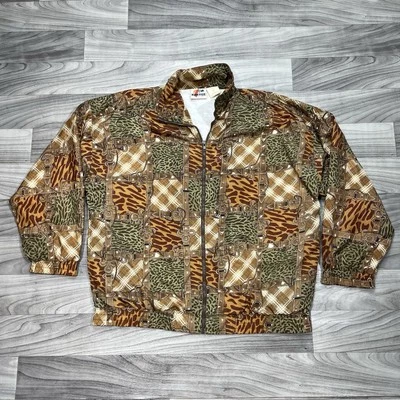 Chaqueta de bombardero geométrica vintage años 80 adulto M KAKTUS cremallera completa abrigo rompevientos Foto 1 de 4