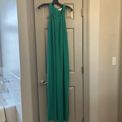 Maxi Vestido de Noche Everly Verde Sin Mangas Pequeño Ligero Bolsillos Fluidosos Foto 1 de 4