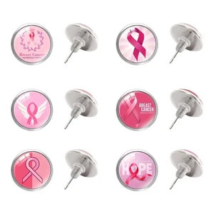 Elegant Glass Ear Pins For Breast Health Awareness Comfortable Stylish Jewelry - Picture 1 of 14