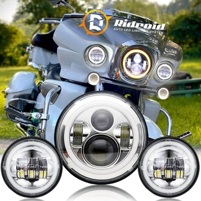 7" inch Led Headlight + 4.5" Fog Lights For Yamaha V-Star XVS 650 950 1100 1300 Foto 1 de 4