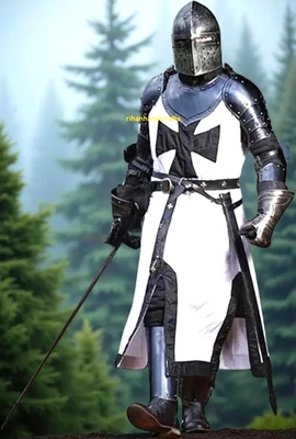 Medieval Full Body Set Armour Crusader Templar Knight LARP Armor Cosplay Costume - Image 1 of 4