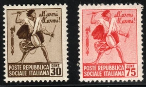 👀2 postfrische Briefmarken - Italien (Schlagzeuger) 1944 - Bild 1 von 2