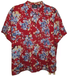Blusa Top Para Mujer Talla Grande XL Petite Liz Claiborne Caballo Loco Rayón Floral - Imagen 1 de 6
