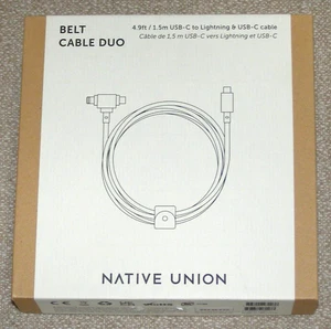 Native Union Belt Cable Duo 4.9' USB-C to Lightning & USB-C Cable MFi-Certified - Picture 1 of 5